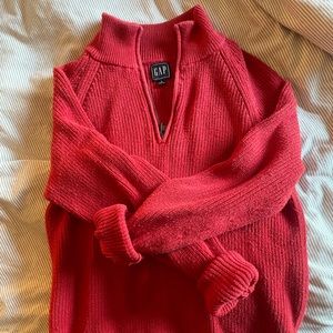 red vintage gap knit quarter zip sweater